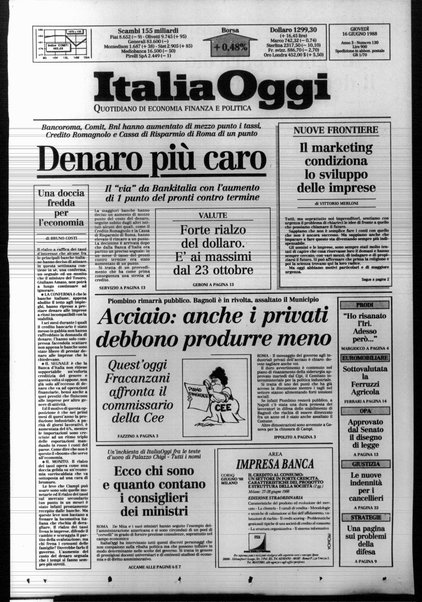 Italia oggi : quotidiano di economia finanza e politica